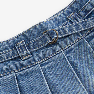 Mid Blue Denim Pleated Skirt (3-12yrs)
