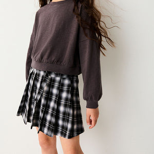 Monochrome Pleated Check Skirt (3-12yrs)