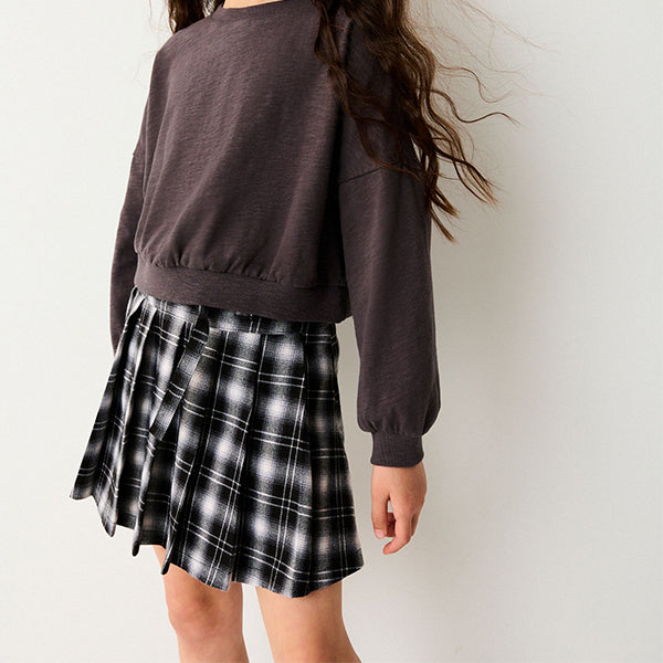 Monochrome Pleated Check Skirt (3-12yrs)