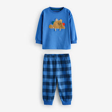 Load image into Gallery viewer, Green/Orange/Blue Dinosaur Check Woven Bottom Pyjamas 3 Pack (9mths-6yrs)
