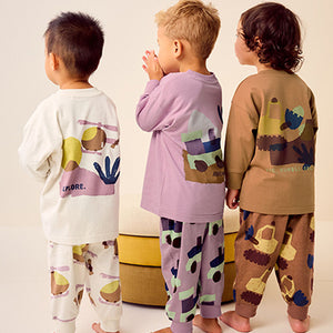 Pink/Rust/Cream Transport 3 Pack Oversized 100% Cotton Pyjamas (12mths-6yrs)