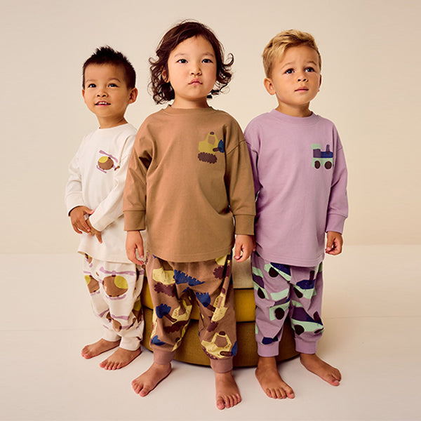 Pink/Rust/Cream Transport 3 Pack Oversized 100% Cotton Pyjamas (12mths-6yrs)