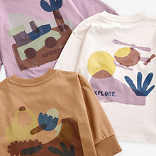 Load image into Gallery viewer, Pink/Rust/Cream Transport 3 Pack Oversized 100% Cotton Pyjamas (12mths-6yrs)
