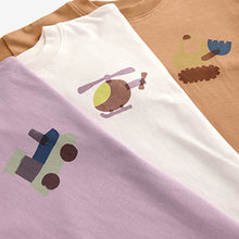 Load image into Gallery viewer, Pink/Rust/Cream Transport 3 Pack Oversized 100% Cotton Pyjamas (12mths-6yrs)
