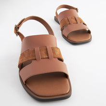 Load image into Gallery viewer, Tan Brown Standard/Wide Fit Forever Comfort® Leather Slingback Sandals
