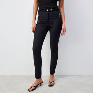 Black Zip Detail Skinny Trousers