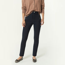 Load image into Gallery viewer, Navy Blue Zip Detail Skinny Trousers
