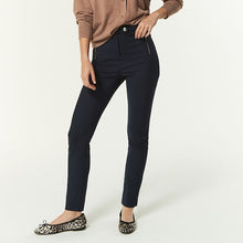 Load image into Gallery viewer, Navy Blue Zip Detail Skinny Trousers
