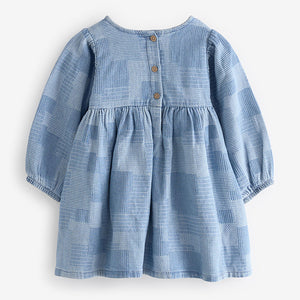 Blue 100% Cotton Denim Daisy Dress (3mths-6yrs)