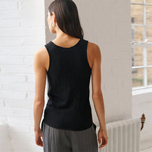 Load image into Gallery viewer, Black Textured Scoop Neck Tank Top
