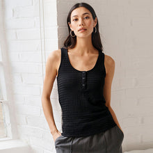 Load image into Gallery viewer, Black Textured Scoop Neck Tank Top
