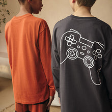 Load image into Gallery viewer, Orange/Black Gamer Woven Check Bottom 100% Cotton Pyjamas 2 Pack (3-16yrs)
