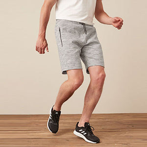 Grey Jersey Shorts With Zip Pockets