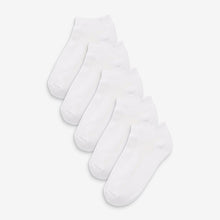 Load image into Gallery viewer, White 5 Pack Cushioned Footbed Sports Trainer Socks (Older Boys)
