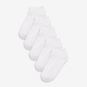 White 5 Pack Cushioned Footbed Sports Trainer Socks (Older Boys)