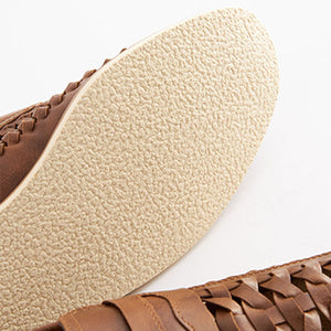 Tan Brown Weave Loafers