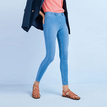 Load image into Gallery viewer, Blue Bleach Jersey Denim Leggings
