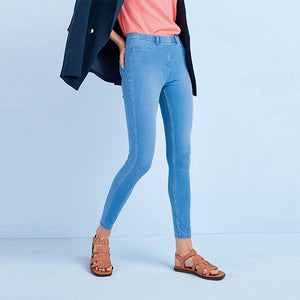 Blue Bleach Jersey Denim Leggings