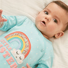 Load image into Gallery viewer, Rainbow Sister Little Sister Baby Sleepsuit (0-18mths)
