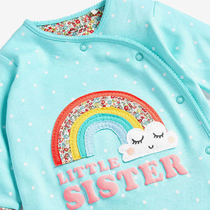 Rainbow Sister Little Sister Baby Sleepsuit (0-18mths)