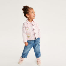 Load image into Gallery viewer, Pink Embroidered Bunny Denim Jacket (3mths-6yrs)

