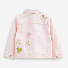 Load image into Gallery viewer, Pink Embroidered Bunny Denim Jacket (3mths-6yrs)
