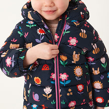 Load image into Gallery viewer, Navy Character Shower Resistant Padded Coat (3mths-6yrs)
