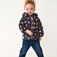 Load image into Gallery viewer, Navy Character Shower Resistant Padded Coat (3mths-6yrs)
