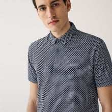 Load image into Gallery viewer, Navy Blue Print Polo Shirt
