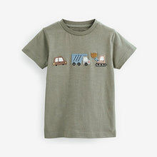 Load image into Gallery viewer, Slate Grey Transport Trio Short Sleeve Appliqué T-Shirt (3mths-6yrs)
