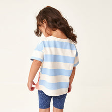 Load image into Gallery viewer, Blue/White Bunny Short Sleeve T-Shirt And Cycling Shorts Set (3mths-6yrs)
