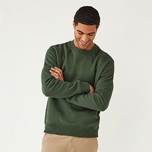 Khaki Green Regular Fit Jersey Cotton Rich Crew Sweatshirt