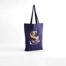 Load image into Gallery viewer, Navy Blue Cotton Reusable Monogram Bag For Life
