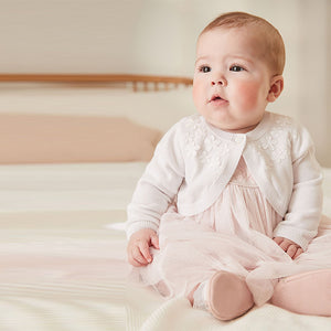 White Knitted Baby Shrug Cardigan (0mths-18mths)