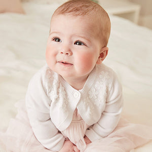 White Knitted Baby Shrug Cardigan (0mths-18mths)