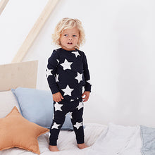 Load image into Gallery viewer, Navy Blue / White Star Snuggle Pyjamas 3 Pack (9mths-6yrs)
