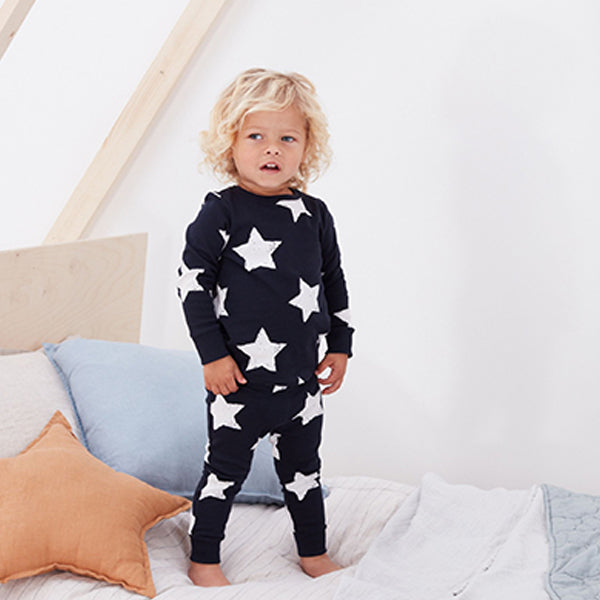 Navy Blue / White Star Snuggle Pyjamas 3 Pack (9mths-6yrs)