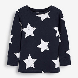 Navy Blue / White Star Snuggle Pyjamas 3 Pack (9mths-6yrs)