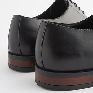 Black Leather Round Toe Derby Shoes