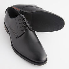 Load image into Gallery viewer, Black Leather Round Toe Derby Shoes
