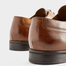 Load image into Gallery viewer, Tan Brown Standard Fit Leather Derby Toe Cap Shoes
