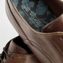 Load image into Gallery viewer, Tan Brown Standard Fit Leather Derby Toe Cap Shoes
