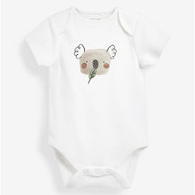 Load image into Gallery viewer, White Safari Character 5 Pack Short Sleeve Baby Bodysuits (0-2yrs)
