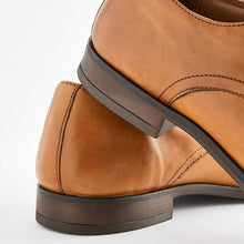 Load image into Gallery viewer, Tan Brown Leather Round Toe Derby Shoes
