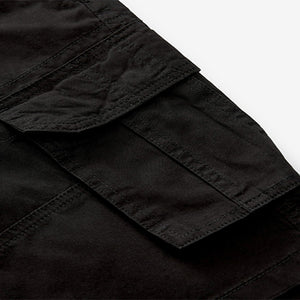 Black 100% Cotton Cargo Shorts