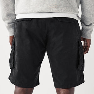 Black 100% Cotton Cargo Shorts