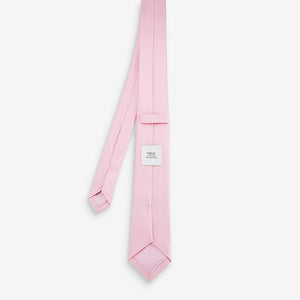 Pale Pink Slim Silk Tie And Pocket Square Set