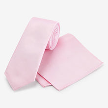 Load image into Gallery viewer, Pale Pink Slim Silk Tie And Pocket Square Set
