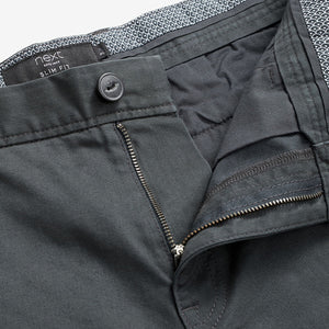Grey Charcoal Straight Fit Belted Soft Touch Chino Trousers