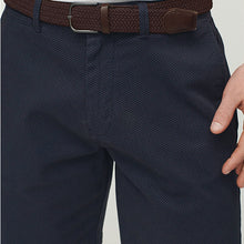 Load image into Gallery viewer, Navy Blue Print Belted Chino Shorts with Stretch
